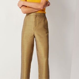 NWT Maeve Anthropologie high waist gold black jacquard stripe pants, Sz XS